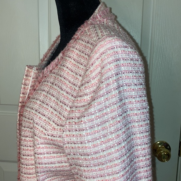 Women’s Blazer Size 12 apostrophe Pink Twead Jacket Purple Zipper in Front - Picture 10 of 14